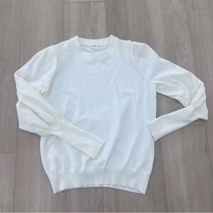 Minnie Rose balloon sleeve long sleeve sweater off white medium